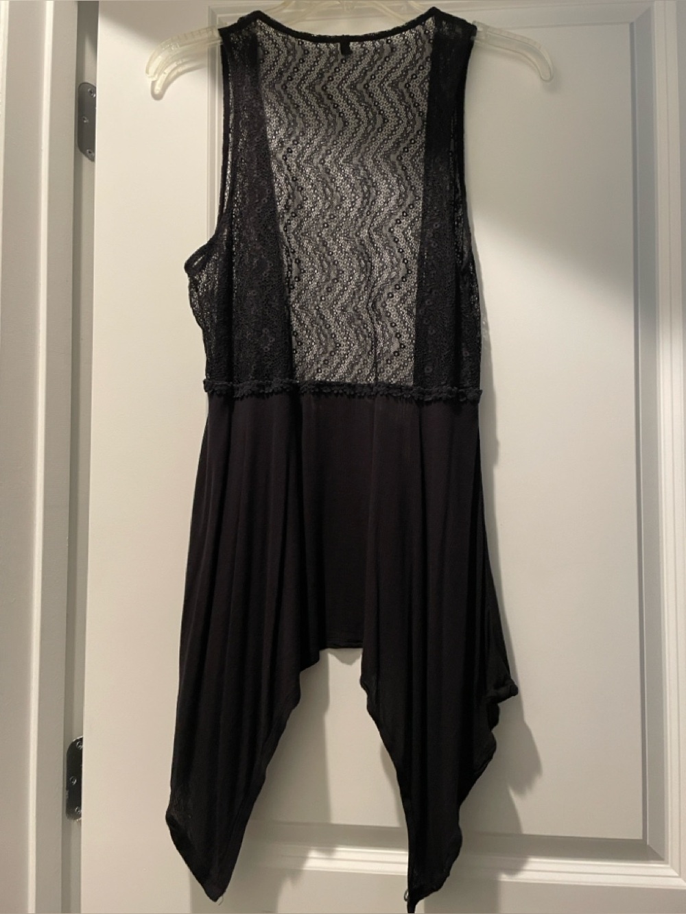 Belle du Jour Lacy Back Vest Size M Black Whimsical BohoVibe Festival Goth